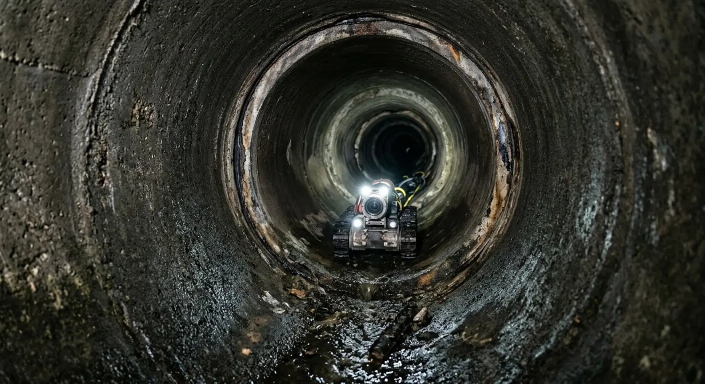 Robotic sewer camera inspecting pipe interior for Sewer Line Repair in Choctaw